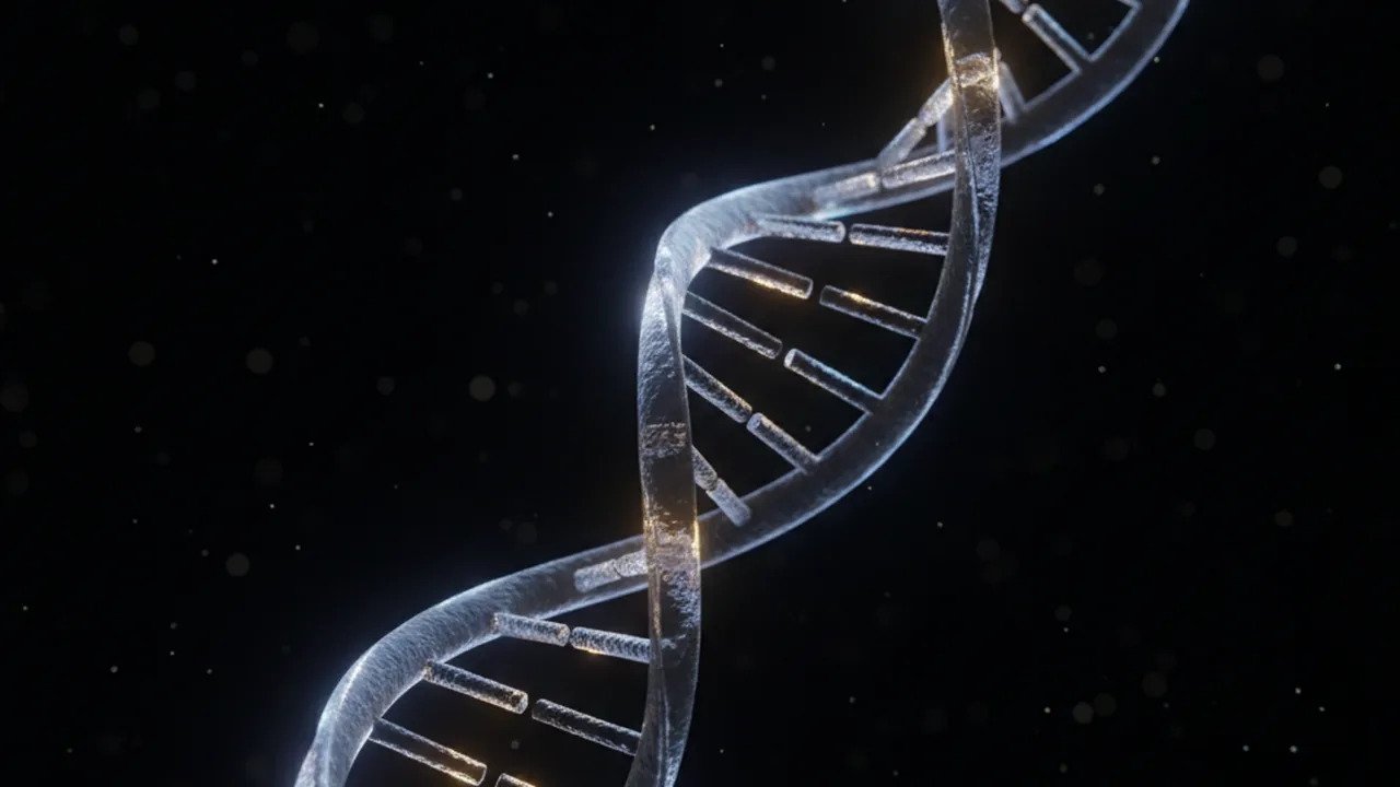 A glowing DNA double helix