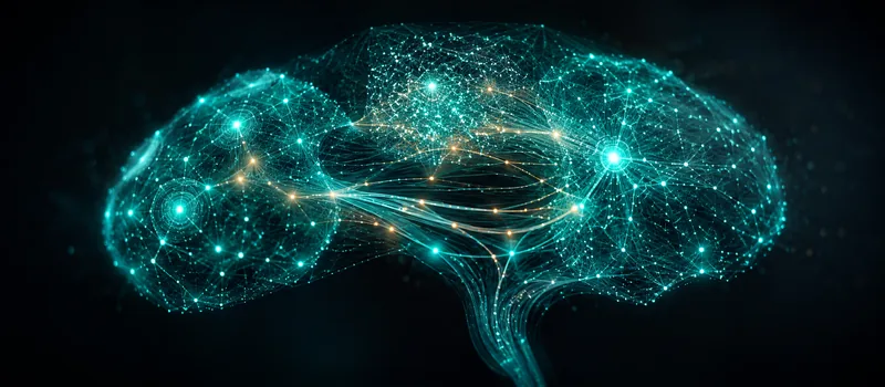 The brain as a network of neural connections with zones for memory, speed and plasticity