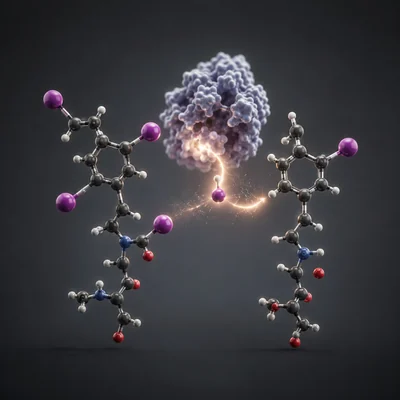 Conversion of the prohormone T4 into active T3 in peripheral tissues