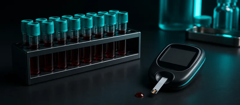 Blood collection tubes and a glucometer — the lab panel for diagnosing metabolic syndrome
