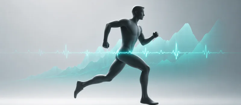 A runner's silhouette with a heart rate graph — aerobic fitness and VO₂max