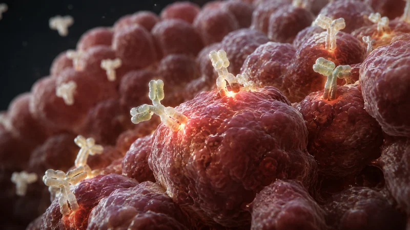 An autoimmune attack on the thyroid: antibodies against the gland's cells in Hashimoto's thyroiditis