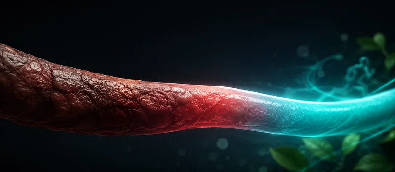 A healthy lifestyle restores youth to the arteries — an artery glowing with turquoise light